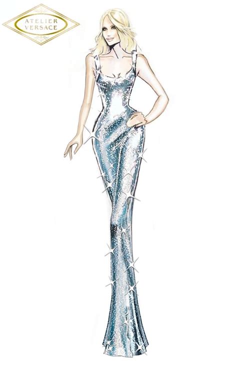 green versace dress donatella|Donatella Versace design sketches.